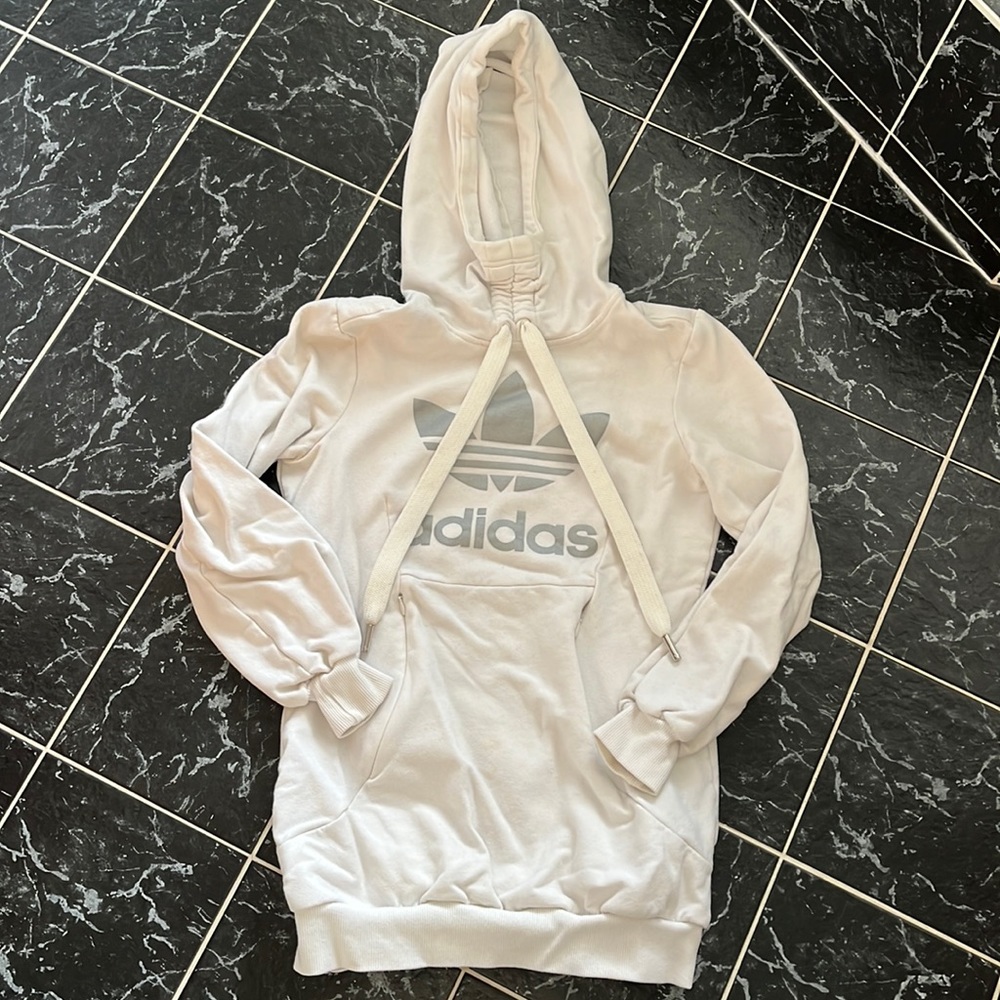 Adidas hoodie small white silver logo